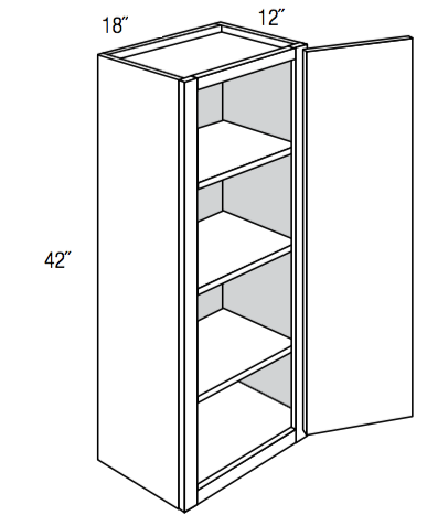 W1842 - RTA Weston White Shaker - Wall Cabinet - Single Door - 18"W x 42"H x 12"D