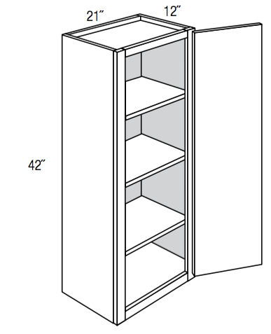 W2142 - RTA Weston White Shaker - Wall Cabinet - Single Door - 21"W x 42"H x 12"D