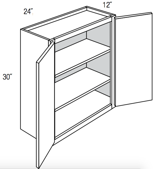 W2430 - RTA Weston White Shaker - Wall Cabinet - Double Door - 24"W x 30"H x 12"D