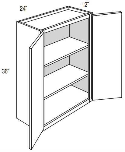 W2436 - RTA Weston White Shaker - Wall Cabinet - Double Door - 24"W x 36"H x 12"D