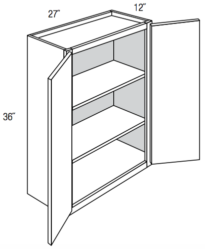 W2736 - RTA Weston White Shaker - Wall Cabinet - Double Door - 27"W x 36"H x 12"D