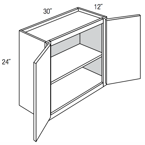 W3024 - Assembled Concord Custom Color Paint - Wall Cabinet - Double Door