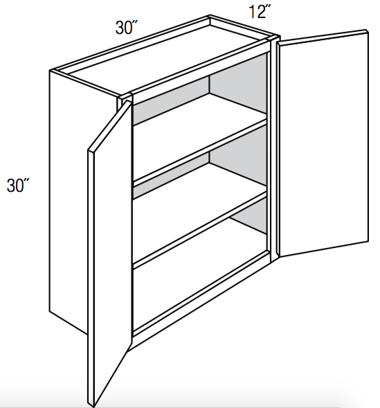 W3030 - RTA Weston White Shaker - Wall Cabinet - Double Door - 30"W x 30"H x 12"D