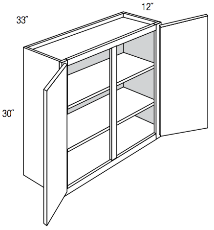 W3330 - RTA Weston White Shaker - Wall Cabinet - Double Door - 33"W x 30"H x 12"D