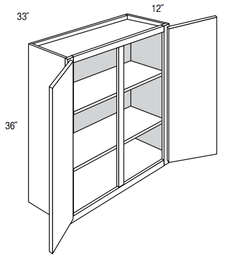 W3336 - RTA Weston White Shaker - Wall Cabinet - Double Door - 33"W x 36"H x 12"D