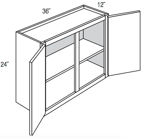 W3624 - Assembled Concord Tricorn Black - Wall Cabinet - Double Door