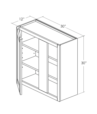 WBC30-3330R - Assembled Concord Polar White - Blind Wall Cabinet - Single Door - Right Side Blind