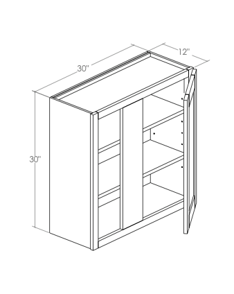 WBC30-3330L - Assembled Concord Polar White - Blind Wall Cabinet - Single Door - Left Side Blind