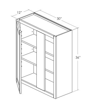 WBC30-3336R - Assembled Concord Polar White - Blind Wall Cabinet - Single Door - Right Side Blind