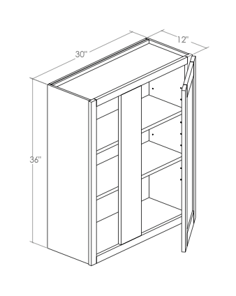 WBC30-3336L - Assembled Concord Polar White - Blind Wall Cabinet - Single Door - Left Side Blind