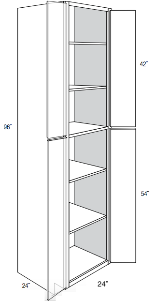 WP2496 - RTA Weston White Shaker - Utility Pantry Cabinet - Double Doors - 24"W x 96"H x 24"D