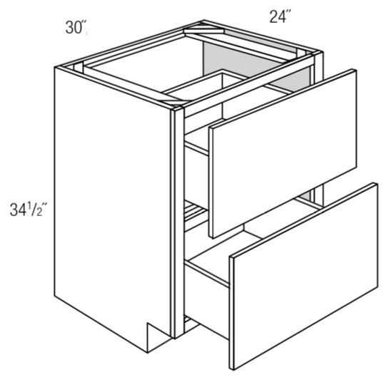 2DB30 - Norwich Recessed - Pot and Pan Drawer Base - 2 Large Drawers