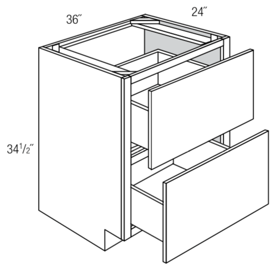 2DB36 - Essex White - Pot and Pan Drawer Base - 2 Large Drawers