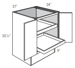 ADA-BF27BSCRT - Dover White - Base w/2 soft-close roll-outs - Butt Doors