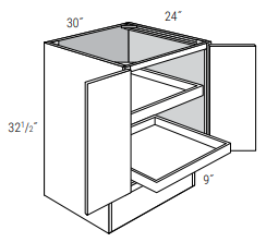 ADA-BF30BSCRT - Dover White - Base w/2 soft-close roll-outs - Butt Doors