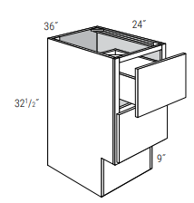 ADA-DB36 - Dover White - 2 Drawer Base Cabinet