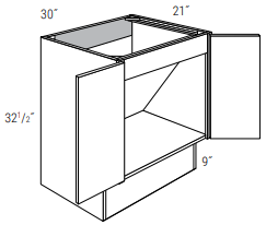 ADA-V3021BRF - Dover White - Vanity Base - Butt Doors