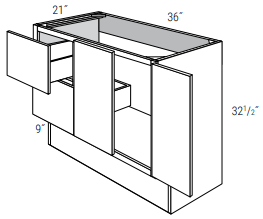 ADA-V3621D-L - Dover White - Vanity Base 2 Door, 2 Drawers - Drawers on Left