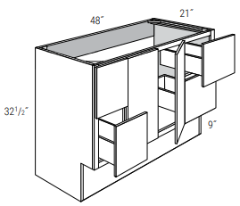 ADA-V4821B - Dover White - Vanity Base 2 Door, 4 Drawers - Single Bowl