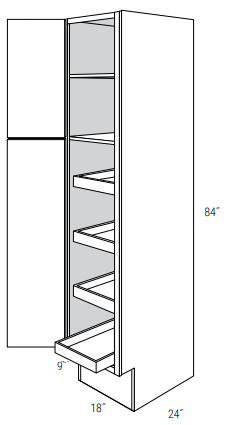 ADA-WP1884SCRT-L - Dover White - Pantry cabinetw/4 soft close roll out trays