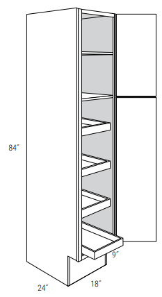 ADA-WP1884SCRT-R - Dover White - Pantry cabinetw/4 soft close roll out trays