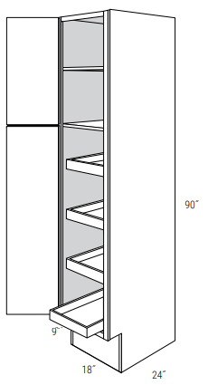 ADA-WP1890SCRT-L - Dover White - Pantry cabinetw/4 soft close roll out trays