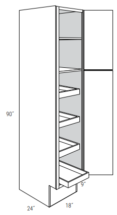 ADA-WP1890SCRT-R - Dover White - Pantry cabinetw/4 soft close roll out trays