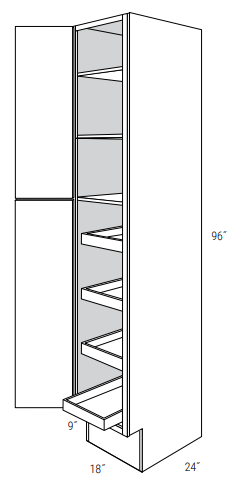 ADA-WP1896SCRT-L - Dover White - Pantry cabinetw/4 soft close roll out trays