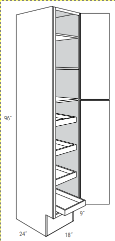 ADA-WP1896SCRT-R - Dover White - Pantry cabinetw/4 soft close roll out trays