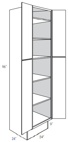 ADA-WP2496B - Dover White - Pantry Cabinet - Butt Doors