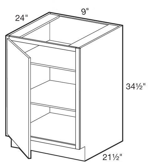 B09FHL - Manhattan High Gloss Metallic - Base Full Height Doors 9" - Single Door - Hinges On Left