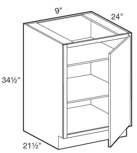 B09FHR - Manhattan High Gloss Metallic - Base Full Height Doors 9" - Single Door - Hinges On Right