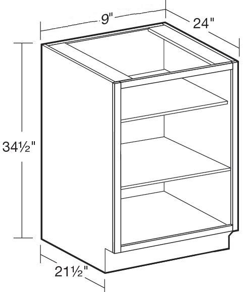 B09ND - Manhattan High Gloss Metallic - Base No Door 9" - Interior Finished To Match Frame