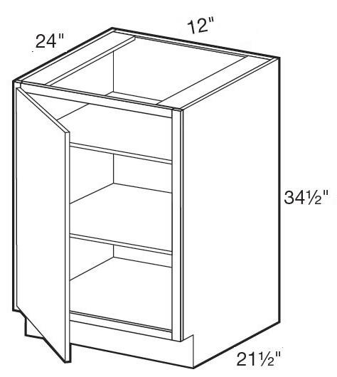 B12FHL - Manhattan High Gloss White - Base Full Height Doors 12" - Single Door - Hinges On Left