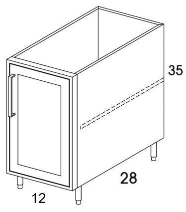 B12FHR - Shaker Black - Outdoor Base Cabinet - Single Door - Special Order