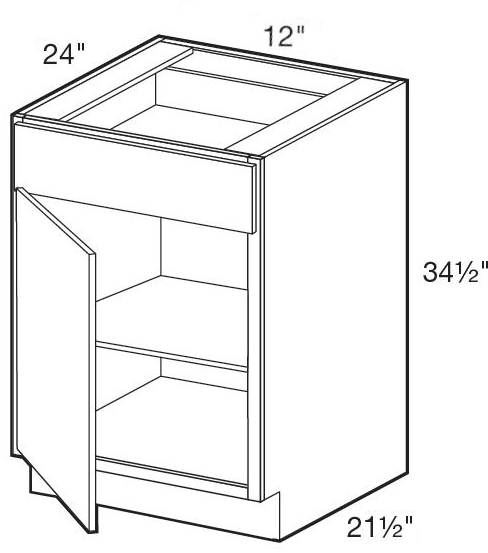 B12L - Hawthorne Cinnamon - Base 12" - Single Door/Single Drawer - Hinges On Left