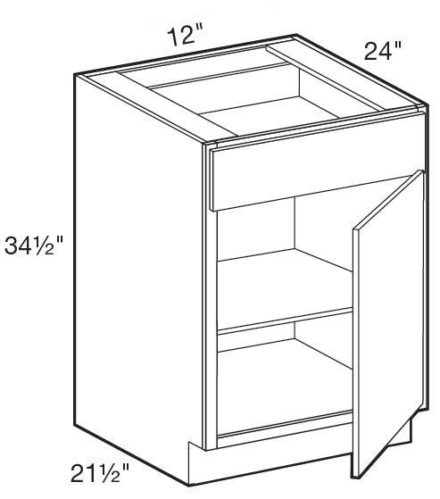 B12R - Fulton Mocha - Base 12" - Single Door/Single Drawer - Hinges On Right