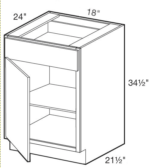 B15L - Fulton Mocha - Base 15" - Single Door/Single Drawer - Hinges On Left