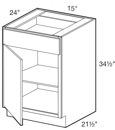 B15L - Manhattan High Gloss Metallic - Base 15" - Single Door/Single Drawer - Hinges On Left