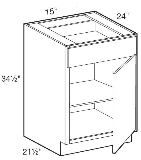 B15R - Fulton Mocha - Base 15" - Single Door/Single Drawer - Hinges On Right