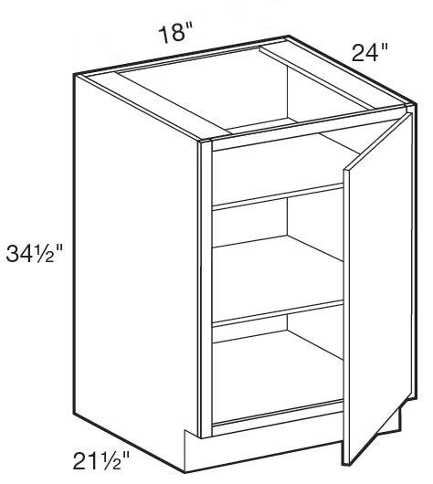 B18FHR - Fulton Mocha - Base Full Height Doors 18" - Single Door - Hinges On Right