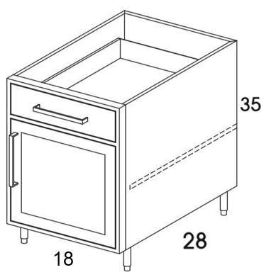 B18R - Shaker Black - Outdoor Base Cabinet - Single Door/Drawer - Special Order