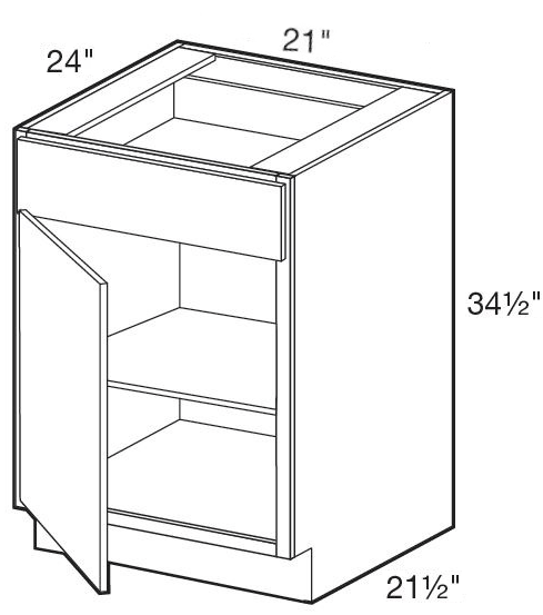 B21L - Manhattan High Gloss Metallic - Base 21" - Single Door/Single Drawer - Hinges On Left