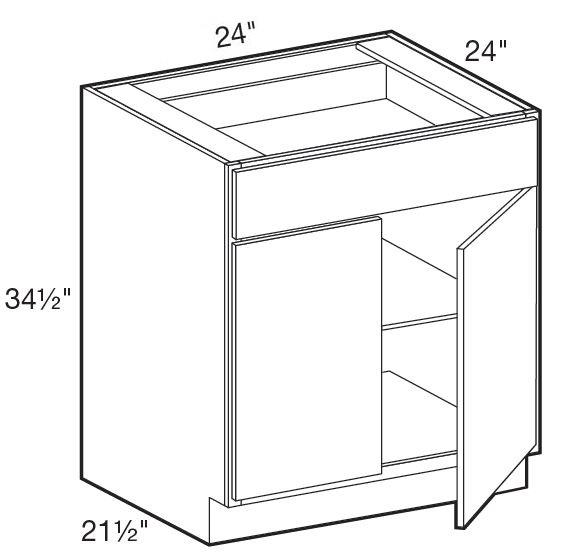 B24 - Manhattan High Gloss White - Base 24" - Double Door/Single Drawer