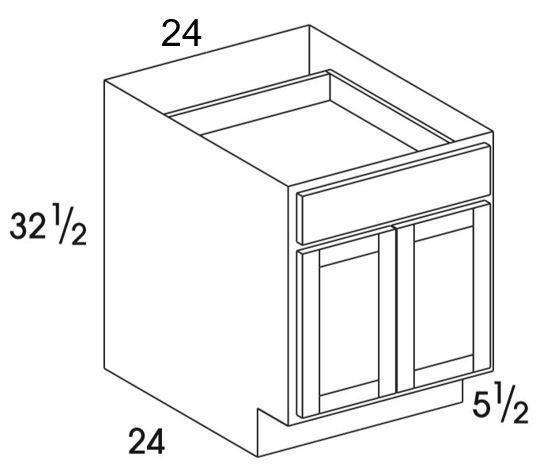 B24DDUD - Dartmouth White - UD Base Cabinet - Butt Doors/Single Drawer - Special Order