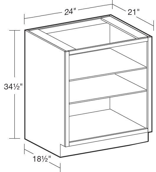 B24ND - Wembley Valley Gray - Base No Door 24" - Interior Finished To Match Frame