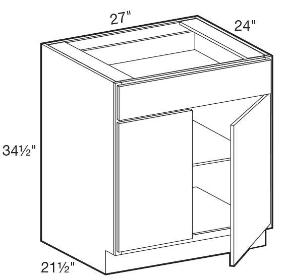 B27 - Manhattan High Gloss White - Base 27" - Double Door/Single Drawer