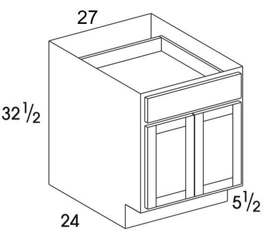 B27UD - Dartmouth White - UD Base Cabinet - Butt Doors/Single Drawer - Special Order