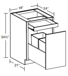 B2DWB18 - Napa Blended Cream - Base Deluxe Double Wastebasket 18Ó - Single Pullout Door/Single Drawer