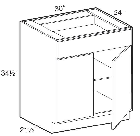 B30 - Manhattan High Gloss White - Base 30" - Double Door/Single Drawer